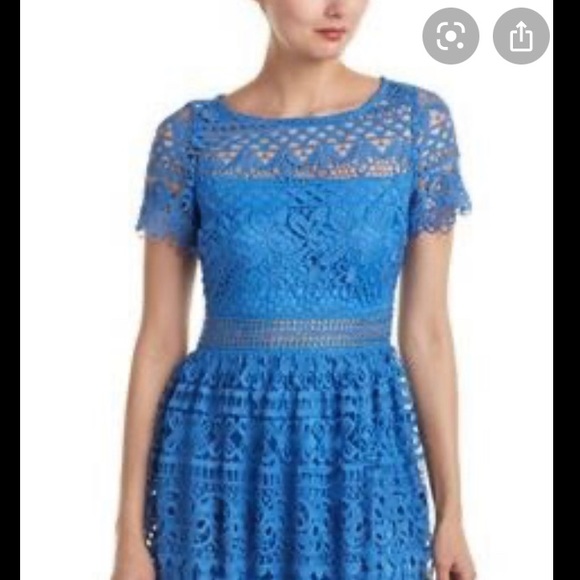 Just Me Crochet Blue Dress - Picture 2 of 13